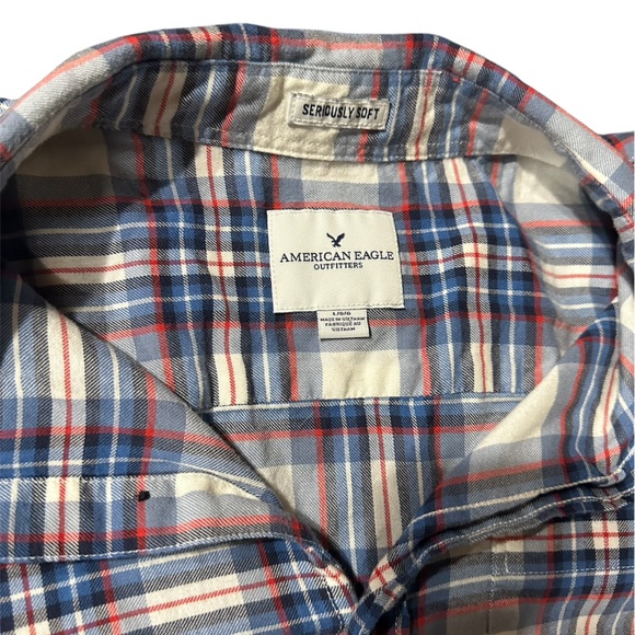 American eagle red white and blue button down flannel - Picture 3 of 4